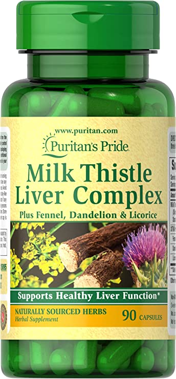 Milk Thistle Liver Complex, Supports Healthy Liver Function, 90 Count by Puritan's Pride, White