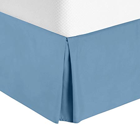 Nestl Bedding Pleated Bed Skirt - Luxury Microfiber Dust Ruffle - Sleek Modern Bed Skirt - 14” Tailored Drop, Queen, Blue Heaven