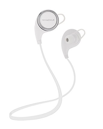 Bluetooth Headphones, Shackle V4.1 Wireless Sport Stereo In-Ear Noise Cancelling Sweatproof Headset with APT-X/Mic for iPhone 7 6 5 Samsung Galaxy S7 and Android Phones (White)
