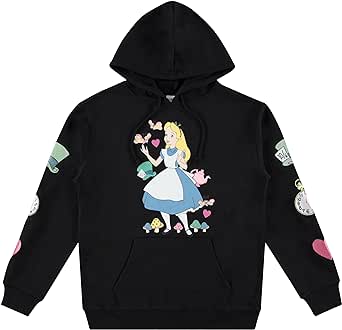 Disney Ladies Alice in Wonderland Hoodie Sweatshirt - Ladies Classic Alice in Wonderland Clothing - Hoodie Sweatshirt