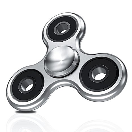 Fidget Spinner, HoneyAKE Tri Spinner Fidget Toy Finger Spinner Fidget Toys High Speed Stainless Steel Bearing Hand Spinner for ADD ADHD Stress Reducer Relieves Anxiety Boredom Killing Time (Silver)