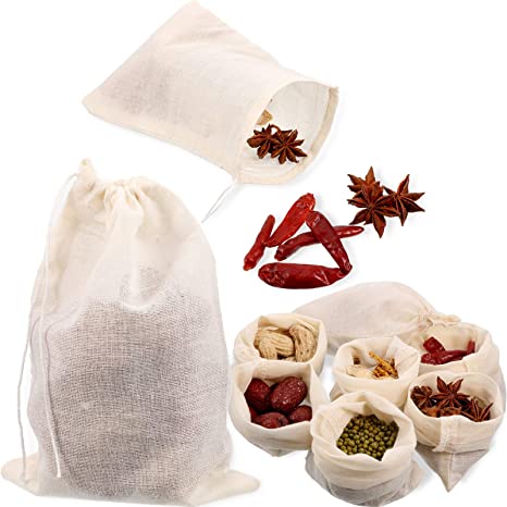 24 Pieces Spice Bags for Cooking Cheesecloth Bags for Straining Reusable Empty Tea Bags Drawstring Soup Bags Muslin Bags (3 x 4 Inch)