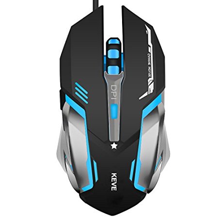 YouFun K96 Computer Wired Gaming Mouse Optical USB Light-up Mouse, 6 Buttons, Compatible with Mac (Black)