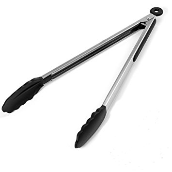 ArcticWolf Long Kitchen Grill Tongs 16” Heavy Duty Stainless Steel with Locking Heat Resistant Non-Stick Silicone Tips Easy-Clean