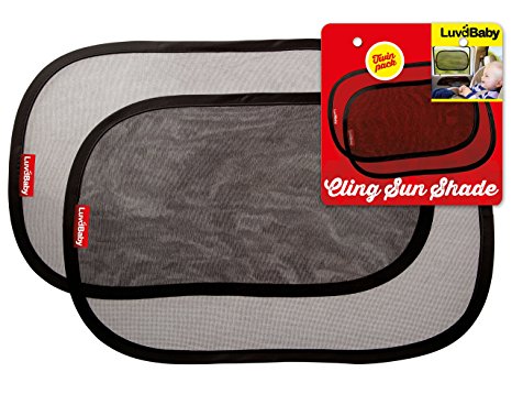 Car Sun Shades - 2 Pack - Premium Quality Cling Window Sunshades - Block UV Rays- Protect Children From The Sun's Glare