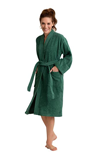 Deluxe Spa-Style Women Terry Kimono Bathrobe Thick Turkish Cotton