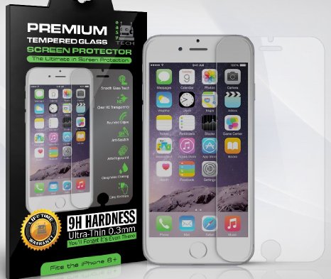 Premium HD iPhone 6  6s Plus Tempered Glass Screen Protector 9H Hardness 33mm Thick Feels Just Like Your CellMobile Phones LCD Screen 100 Clear Use on Black White Any Color Lifetime Warranty