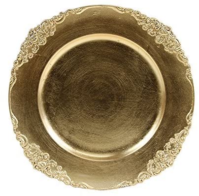 Koyal Wholesale Vintage Charger Plate, Gold (Pack of 4)