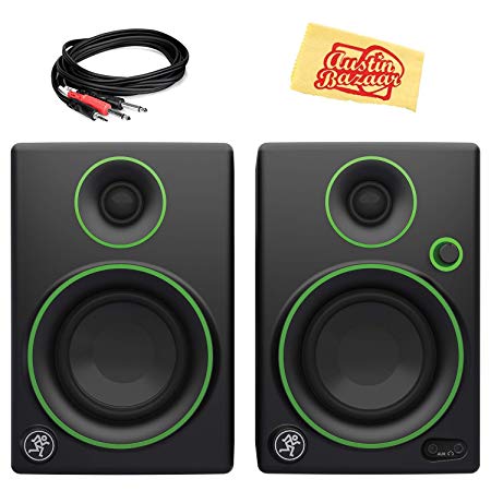 Mackie CR3 3-Inch Multimedia Monitors Bundle with 2 Monitors, Stereo Breakout Cable, and Austin Bazaar Polishing Cloth