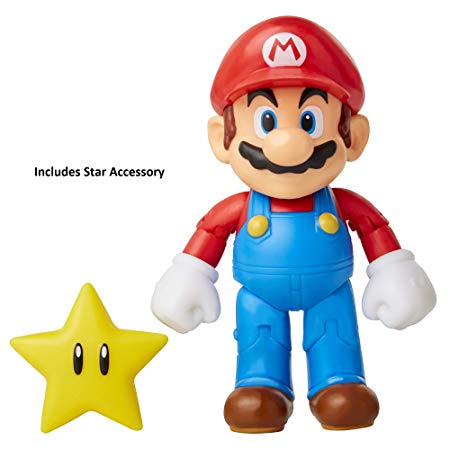 Nintendo Super Mario, 4” Articulated Figure with Super Star