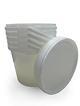 5 X 5L, Ltr, Litre Buckets With Lids, Plastic White with Handle for Storage Water, Food, Kitchen, Pet Food, Garden, Paint, DIY, Garage, Cleaning