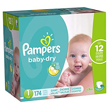 Diapers Size 1, 174 Count - Pampers Baby Dry Disposable Baby Diapers, Giant