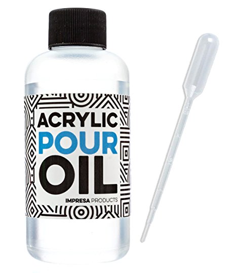 Acrylic Pouring Oil - 100% Silicone - Ideal Silicone Lubricant for Art Applications - 4 Ounces (Includes Pipette) - Made in the USA