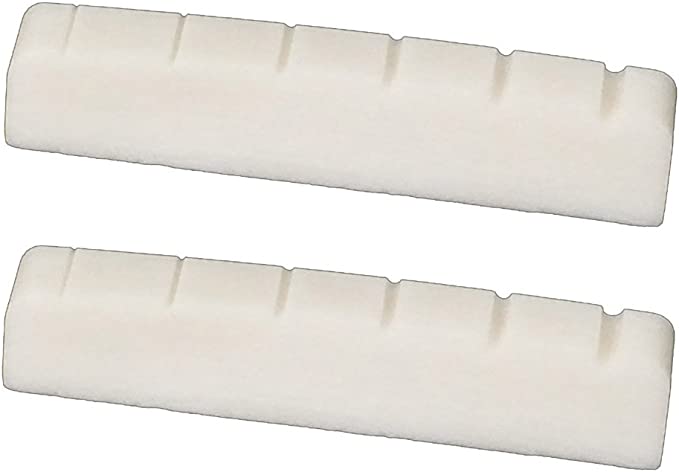 Greenten 2 Pcs 6 String Electric Bone Nut Cattle Bone Slotted Replacement (43 X 6, Unbleached)