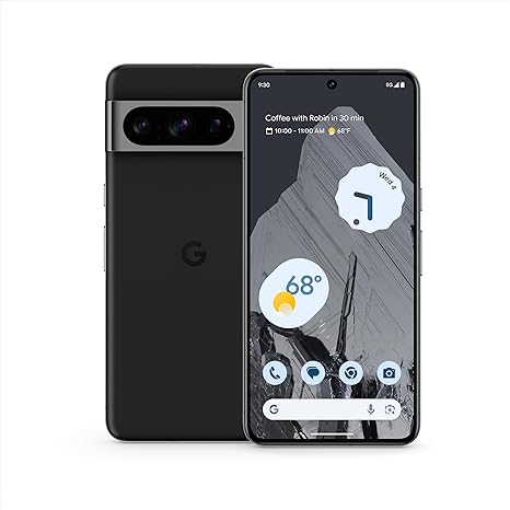 Google Pixel 8 Pro - Unlocked Android Smartphone with Telephoto Lens and Super Actua Display - 24-Hour Battery - Obsidian - 128 GB (Renewed)