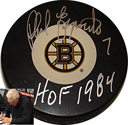 Phil Esposito Hand Signed/Autographed Boston Bruins Hockey Puck - Autographed NHL Pucks