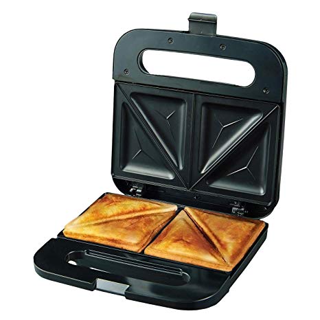 Ovente Electric Sandwich Maker, Non-Stick Plates, Anti-Skid Feet, Indicator Lights, Stainless Steel, 750W, Black (GPS401B)