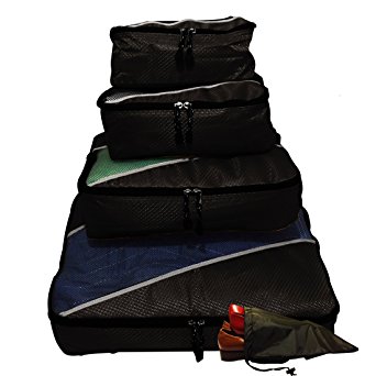 Evatex Packing Cubes | Travel Packing Cubes, 4pc Set with Free Shoe bags