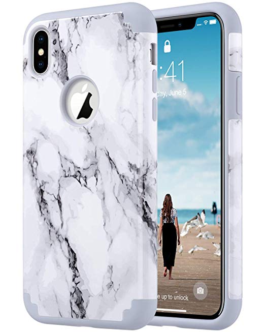 ULAK iPhone Xs Max Case Marble, Slim Fit Hybrid Soft Silicone Rubber Hard Back Cover Anti Scratch Bumper Case for Apple iPhone Xs Max 6.5 inch 2018 (Artistic Marble)