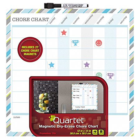 Quartet Chore Chart, Kids, Dry-Erase, Magnetic, 12x12 Inches, Frameless, Design May Vary (CC1212)