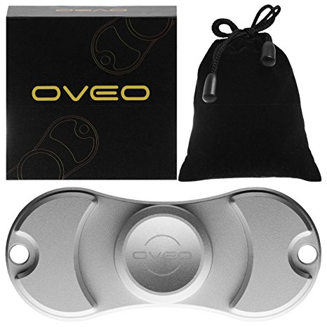 OVEO Fidget Spinner Aluminum Alloy, EDC Hand Toy Anti-Anxiety, For Relieving, ADHD, ADD, Autism, Relax and Focus, Stress Reducer, Boredom, Premium Quality (Silver)