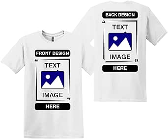 Gildan Custom T-Shirts - Personalized Unisex Crewneck Tee Shirt - Customize Your Image, Text & Photo - Men Women Adult