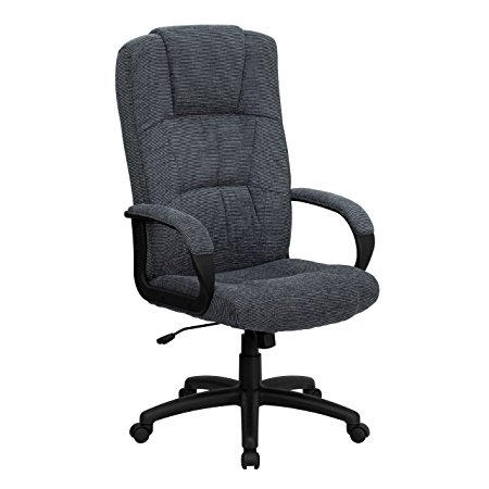 High Back Gray Fabric Executive Swivel Chair with Arms