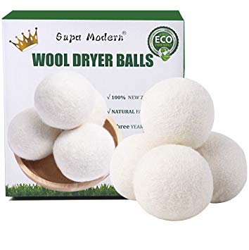 Wool Dryer Balls Organic, Natural Fabric Softener 100% New Zealand Wool, Chemical Free Eco Wool Dryer Balls Laundry, Handmade Reusable Balls Reduce Wrinkles & Shorten Drying Time