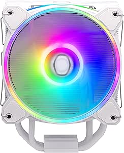 Cooler Master Hyper 212 Halo Refroidisseur CPU, Ventirad Totalement Blanc avec Finition Aluminium, 4 x Caloducs à Contact Direct Continu, Ventilateur MF120 Halo2 ARGB, Bracket LGA1700 & AM5 - Blanc