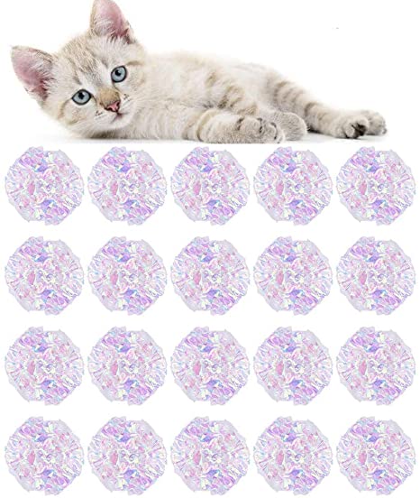 20PCS Mylar Crinkle Balls for Cats, 2Inch Shiny Cat Ball Toys, Crackle Lightweight Safe Interactive Fun Play Toys, Soft Cat Toys Glitter Balls for Kittens and Adult Cats, Stress Buster, Crinkly Sounds