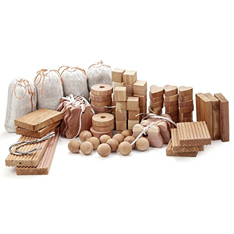 Kilocircle 100 items cedar valuable pack with red aromatic cedar blocks/hang ups-nature moth repellent for closet-storage accessories