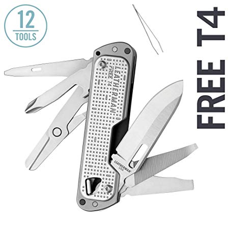 LEATHERMAN - FREE T4 Multitool and EDC Pocket Knife with Magnetic Locking and One Hand Accessible Tools