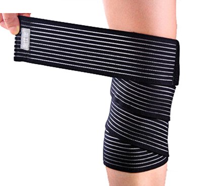 Yosoo Black High elasticity Calf Thigh Support Knee Brace Compression Wrap Support Bandage Brace Guard Injury Pain Sports Pad-Pack of 1