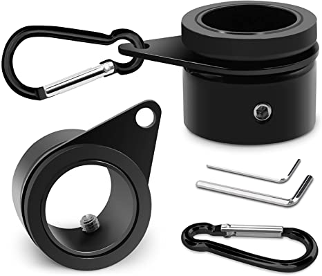 Flag Pole Rings, Aluminum Alloy Flagpole Rings 360° Rotating Anti Wrap Flag Mounting Ring, Spinning Flag Pole Clips with Carabiner for 0.75-1.02 Inch Diameter- Pack of 2 (Black)