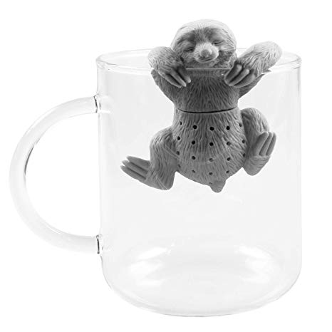 PhoneNatic 13 Cute Silicone Infuser (BPA-Free) in Sloth Design for Loose Tea Leaves (Strainer), Grey