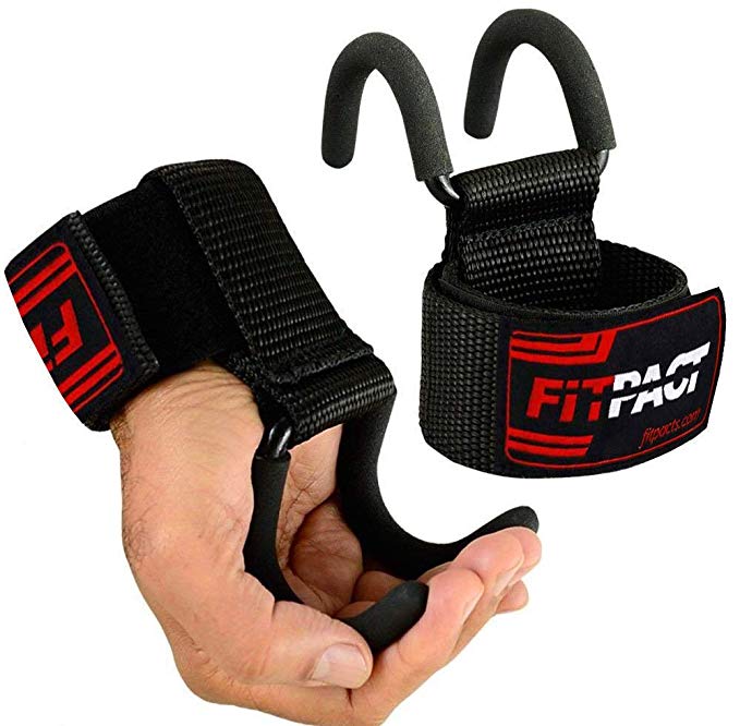 FITPACT Weight Lifting Hooks Heavy Duty Straps Neoprene Padded Wrist Wraps Heavy Duty Steel Power Training Gym Grips Wrist Support(Sold in Pair)