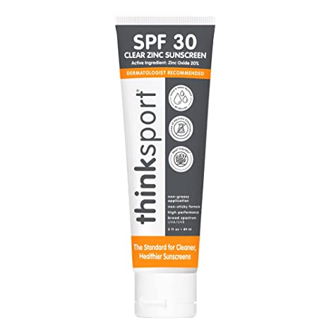 THINKSPORT Clear Zinc Sunscreen SPF 30, 3 FZ
