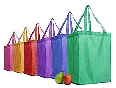 GreenShopper Shopping Totes - Reusable Grocery Bags - Rainbow Set of 6