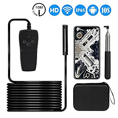 Wireless Endoscope,Skybasic Semi-rigid WiFi Borescope Inspection Camera IP68 Waterproof Snake Camera for Android and IOS Smartphone,Tablet (33FT)