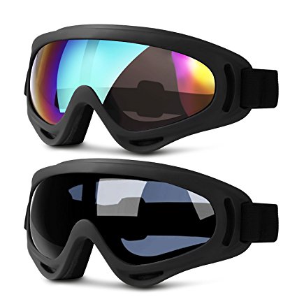 Ski Goggles, 2 Pack Updated Snowboard Goggles for Kids Men Women Boys & Girls with Thickening Sponge UV 400 Protection Windproof Heeta