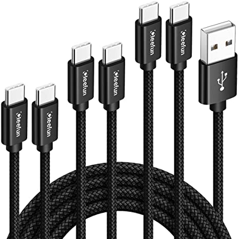 CLEEFUN USB Type C Charger Cable Fast Charging, [6-Pack, 3/3/6/6/10/10 ft] Nylon Braided USB C Cable Compatible with Samsung Galaxy S10e S10 S9 S8 Plus S10 , Note 9 10 8, Moto G8 G7 G6, LG G8 G7 G6