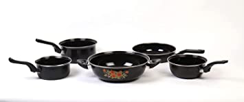 SPT Perfect Collections Induction and Gas Base Non-Stick Cookware Set (Black, Set of 5 Pcs)