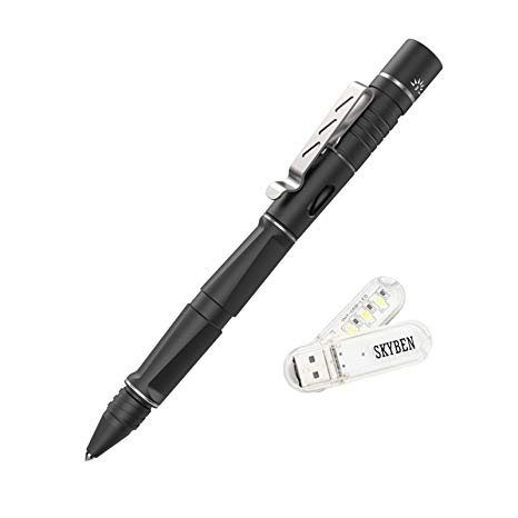 WUBEN TP10 130 Lumens CREE XP-G2 LED Compact and Lightweight Tactical Penlight, USB Rechargeable Waterproof 10180 Pen-shaped Flashlight with 10180 Battery and SKYBEN USB Light (Dark Gray)