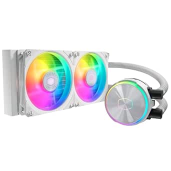 Cooler Master MasterLiquid PL240 FLUX White Close-LoopAIO CPU Liquid Cooler, Gen2 ARGB Dual Loop Pump, 240mm Radiator, PL-Flux 120 PWM Fans, AMD Ryzen AM5/AM4, Intel LGA1700/1200 (MLY-D24M-A23PZ-RW)