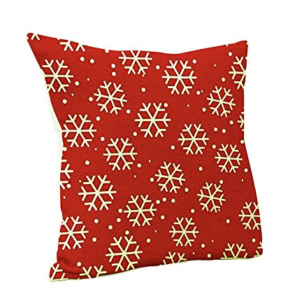 Lydealife（TM） 18 X 18 Inch Cotton Linen Decorative Throw Pillow Cover Cushion Case, Christmas snowflake LD056