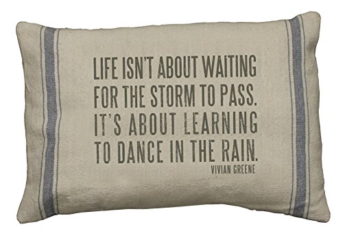 Primitives by Kathy 3-Stripe Dance in The Rain Linen Pillow, 10 by 15-Inch