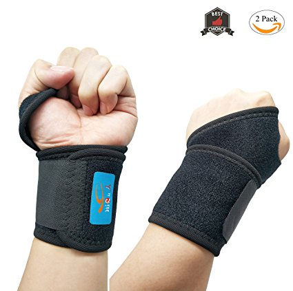 HiRui [2 PACK] Wrist Compression Strap and Wrist Brace Wrist Support for Fitness, Weightlifting, Tendonitis, Pain Relief.etc - Wear Anywhere - Unisex, One Size Adjustable