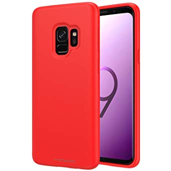 Samsung Galaxy S9 Case, MoKo Liquid Silicone Gel Rubber Slim Fit Shockproof Case with Soft Microfiber Cloth Lining Cushion for Samsung Galaxy S9 5.8 Inch 2018 - Red