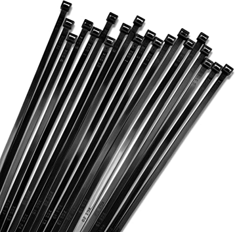 NEW 24" Inch Black Zip Cable Ties (50 Pack), 175lb Strength Nylon Wire Ties By Bolt Dropper.