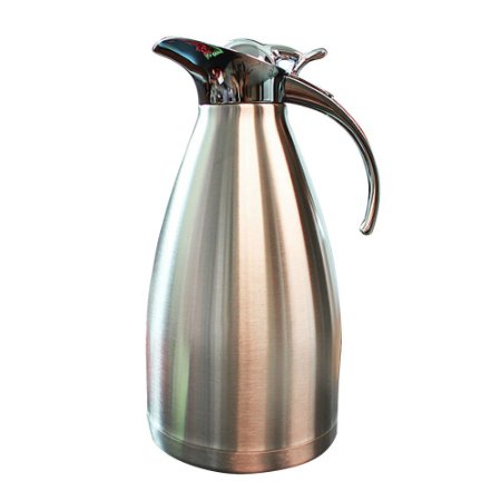 Carafe Stainless Steel Double-wall Vacuum Coffee Pot with Press Button Top Insulated Cafetiere/carafe/ Jug Flask/water Pitcher/thermos/ Water Kettle/ Coffee Thermos/ Coffee Plunger 2 L